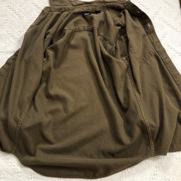 VTG Y2K IZOD Jeans 100% Cotton Button Up Shirt Olive Twill S Minimalist Preppy - Picture 7 of 10